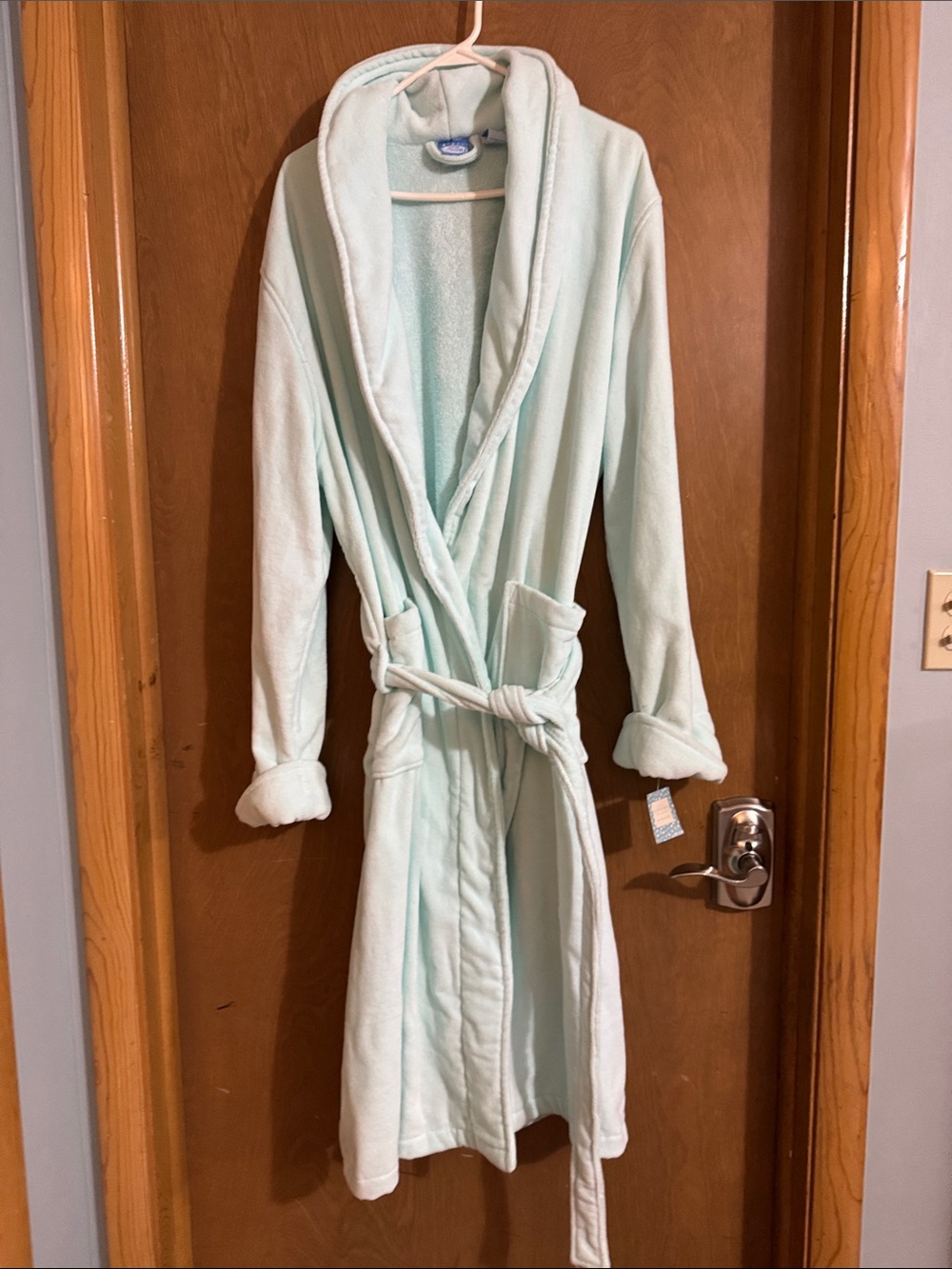 Sonoma Light Mint Plush Robe with Shawl Collar